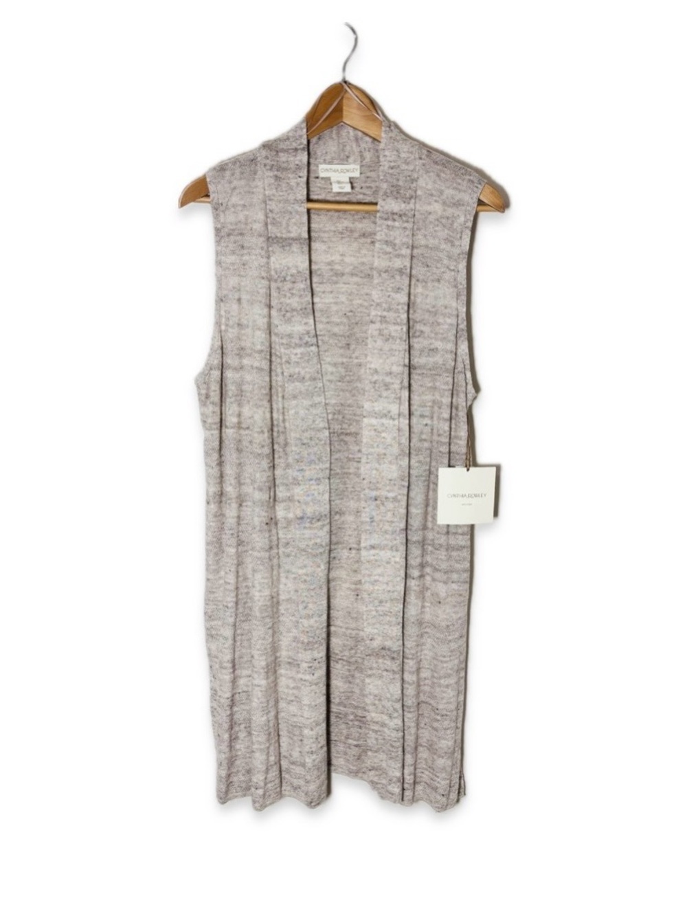 NWT 100% Linen Cynthia Rowley Duster Cardigan Vest Neutral Lagenlook Size L